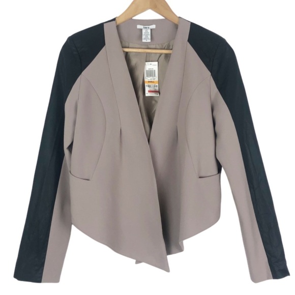 New with tag Bar III Women’s Blazer Faux Leather Trim Cardigan Jacket - Picture 2 of 16